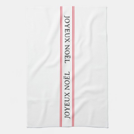 ジョユ伝統的ウフランスのノエルレッドストライプカントリー キッチンタオル (縦)