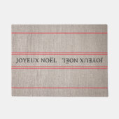 ジョユ伝統的ウフランスのノエルレッドストライプ ドアマット (正面)