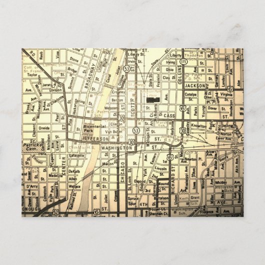 ジョリエット イリノイ州 ヴィンテージ マップ ポストカード (正面)