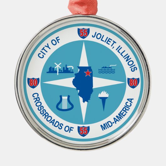 ジョリエ国旗（イリノイ州） メタルオーナメント (正面)