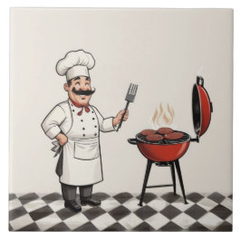 ジョリーシェフバーガー:BBQでハンバーガーをグリルする タイル