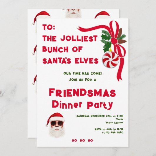 ジョリーストバンチクリスマスバケーションフレンドマスパーティー 招待状 (正面/裏面)