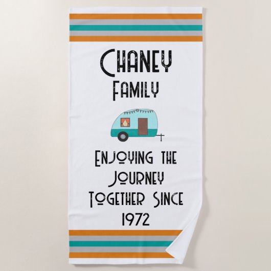 ジョリーハージュカシズキャンプレトロキャンパー ビーチタオル (正面)