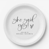 ジョリーミニマリスト彼女が言ったYesハートブライダルシャワー ペーパープレート (正面)