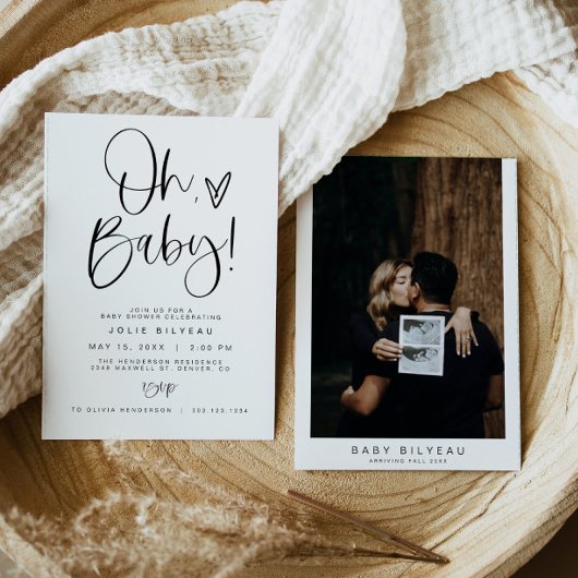 ジョリーモダンハートミニマルボホベイビーシャワー 招待状