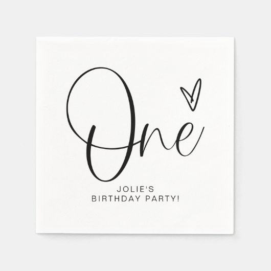 ジョリーモダンボホワンハートファースト誕生日 スタンダードカクテルナプキン (正面)