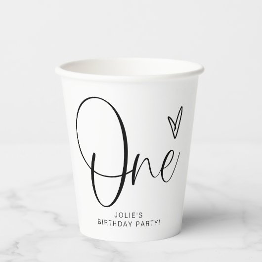 ジョリーモダンボホワンハートファースト誕生日 紙コップ (正面)