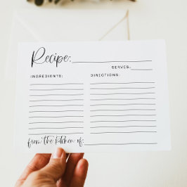 ジョリーモダンミニマルブライダルシャワーレシピカード エンクロージャーカード