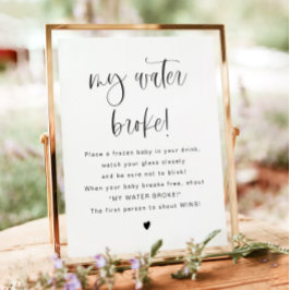 ジョリーモダン私の水は赤ちゃんシャワーのゲームサインを壊した ポスター