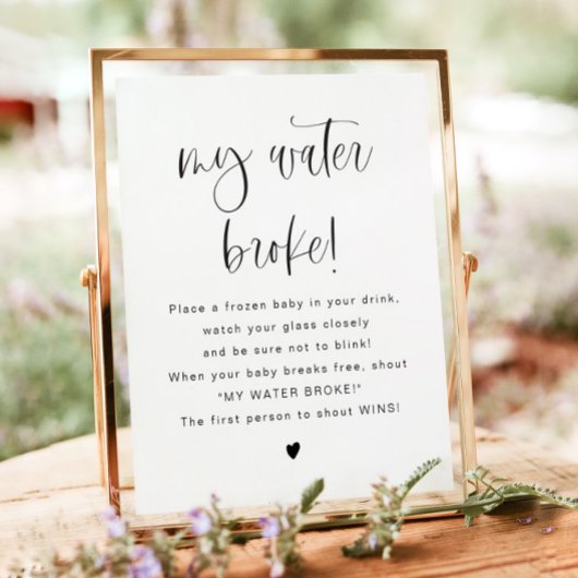 ジョリーモダン私の水は赤ちゃんシャワーのゲームサインを壊した ポスター