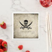 ジョリーロジャーとヴィンテージマップ上の名前 スタンダードカクテルナプキン (インサイチュ)