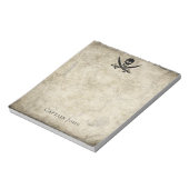 ジョリーロジャーとヴィンテージマップ上の名前 ノートパッド (回転)