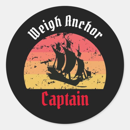 ジョリーロジャーシップ日没クラシックラウンドステッカー ラウンドシール (正面)