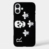 ジョリーロジャースカルと3ユリ国旗のモノグラム Case-Mate iPhoneケース (裏面)