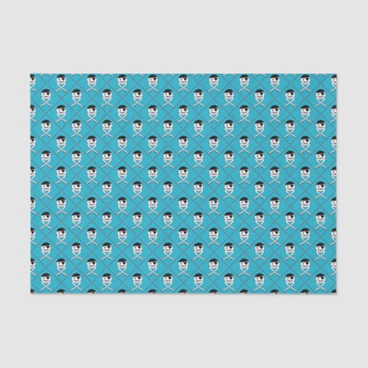 ジョリーロジャーターコイズ背景と赤アクセント 薄葉紙 (正面)