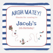 ジョリーロジャーパイレーツアホイマテイバースデーパーティー スクエアシール (正面)