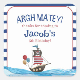 ジョリーロジャーパイレーツアホイマテイ誕生日パーティーのお願い スクエアシール