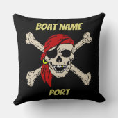 ジョリーロジャーパイレーツスカルボーンズボートネームポート クッション (裏面)