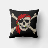 ジョリーロジャーパイレーツスカルボーンズ赤バンダナ クッション (裏面)