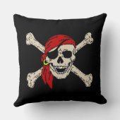 ジョリーロジャーパイレーツスカルボーンズ赤バンダンナインガー クッション (裏面)