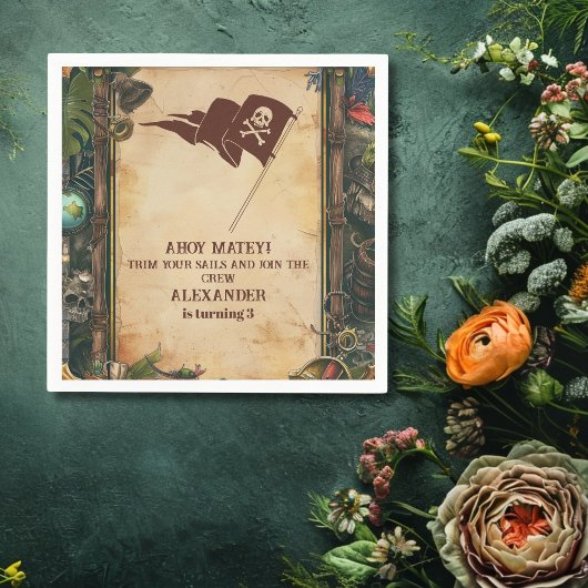 ジョリーロジャーパイレーツ誕生日パーティー スタンダードカクテルナプキン