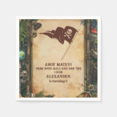 ジョリーロジャーパイレーツ誕生日パーティー スタンダードカクテルナプキン (正面)