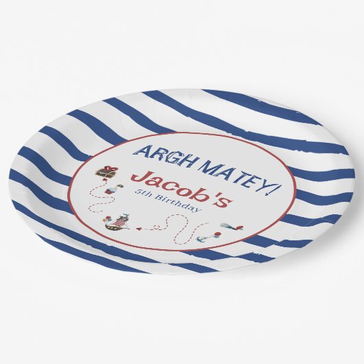 ジョリーロジャーパイレーツ誕生日パーティー ペーパープレート (アングル)