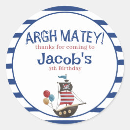 ジョリーロジャーパイレートバースデーパーティーのゲストの好意 ラウンドシール