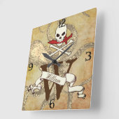 ジョリーロジャーモノグラムイニシャル スクエア壁時計 (傾斜)