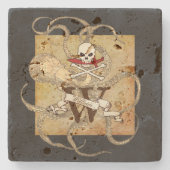 ジョリーロジャーモノグラムイニシャル ストーンコースター (正面)