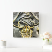 ジョリーロジャー海賊の宝箱 スクエア壁時計 (ホーム)