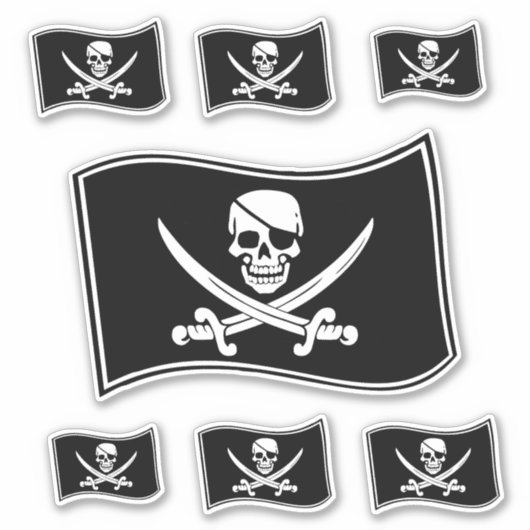 ジョリーロジャー海賊旗スカルとクロス剣 シール (正面)