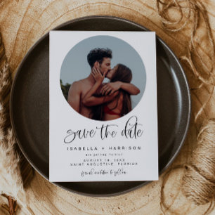 ジョリー ミニマリスト ボホー丸型 写真付き Save the Date 招待状