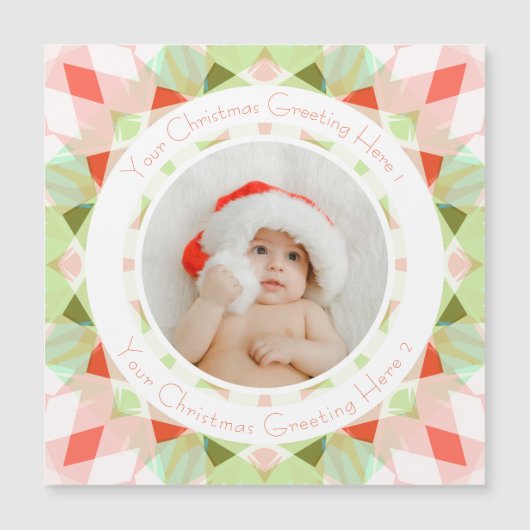 ジョリー レッド グリーン クリスマス スター 写真の記念カード (正面)