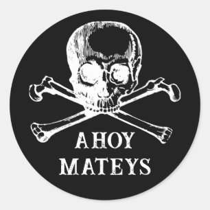 ジョリー・ロジャース。黒ハロウィーン海賊。アホイ・マテイ ラウンドシール