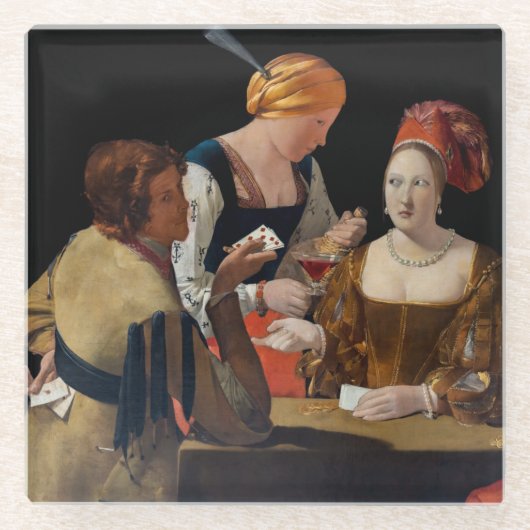 ジョルジュドゥラツアー – ダイヤモンドのエースでカンニング ガラスコースター (正面)