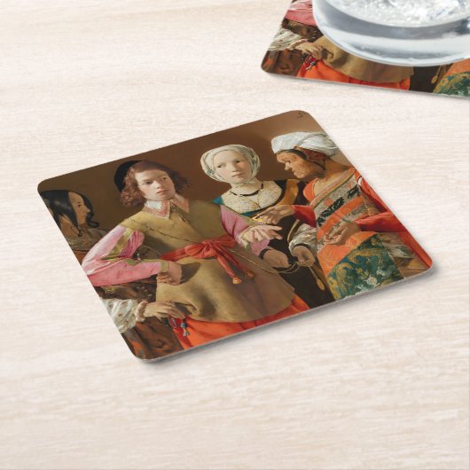 ジョルジュドゥラツアー – 占い師 スクエアペーパーコースター (アングル)