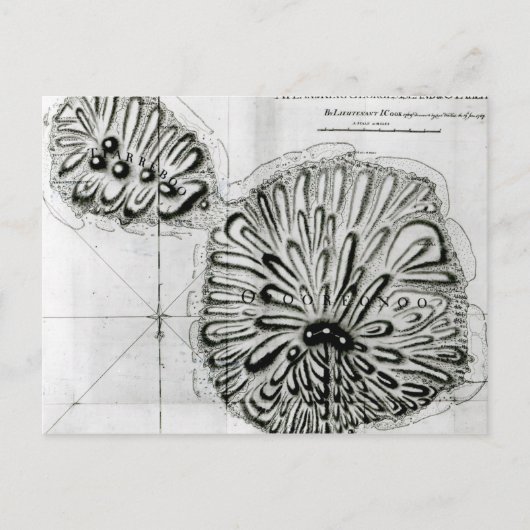 ジョルジュ島またはオテーテ島の王の計画， 1769 ポストカード (正面)