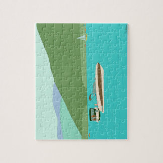 ジョルジュ湖でボート遊び ジグソーパズル