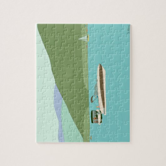 ジョルジュ湖でボート遊び ジグソーパズル (縦)