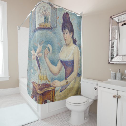 ジョルジュ・ジュラ – 自分を粉にする若い女性 シャワーカーテン (インサイチュ)