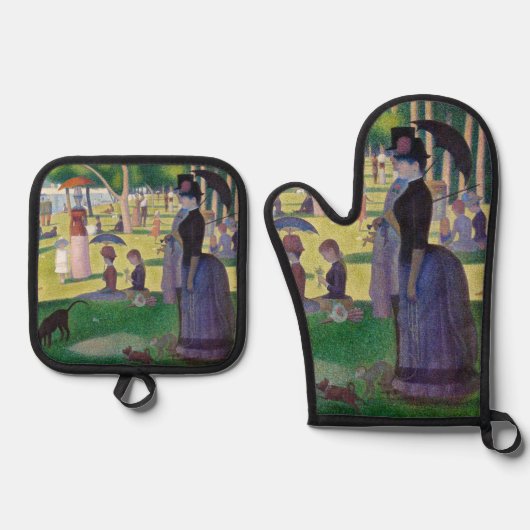 ジョルジュ・スーラ - ラ・グランド・ジャット島の午後 鍋つかみ&鍋敷きセット (正面)