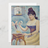 ジョルジュ・スーラ - 若い女性が粉をふく姿 招待状 (正面/裏面)