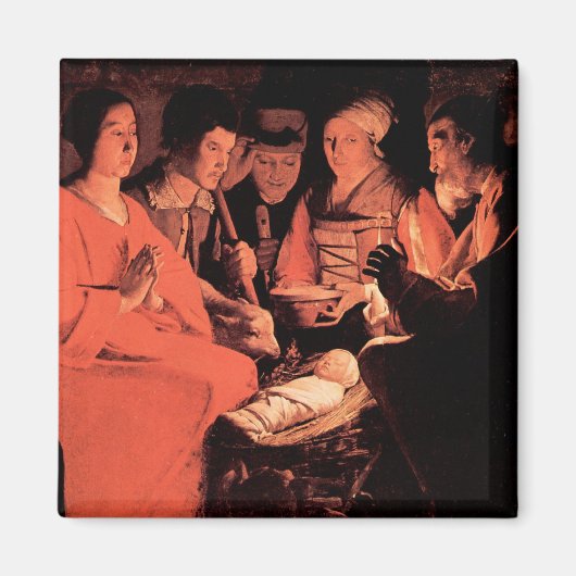 ジョルジュ・ド・ラ・ツアーによる羊飼いの崇拝 マグネット (正面)