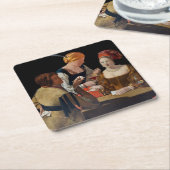 ジョルジュ・ド・ラ・トゥール - エースのダイヤで騙す スクエアペーパーコースター (アングル)
