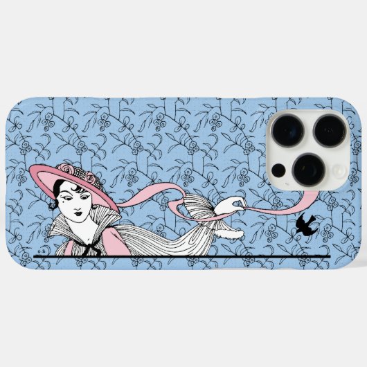 ジョルジュ・バービエ1920年代ファッションレディ&バード Case-Mate iPhoneケース (裏面 (横))