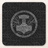 ジョルニール – トールと生命の木のハンマー スクエアペーパーコースター (正面)