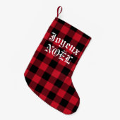 ジョワイユ・ノエル フランス 赤 バッファロー チェック スモールクリスマスストッキング (正面 (吊り時))