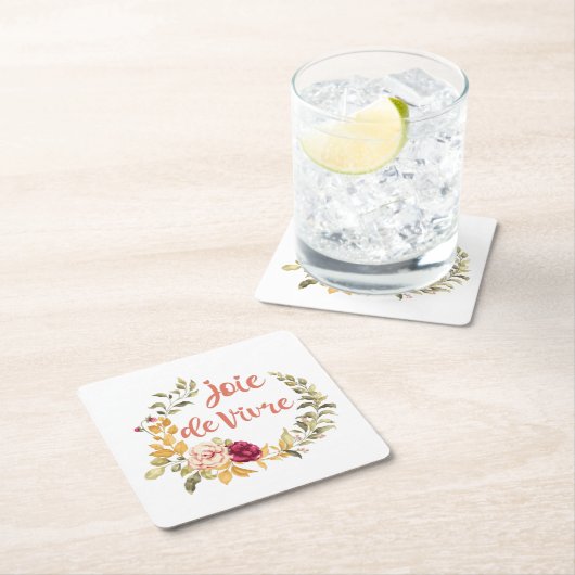 ジョワデヴィヴルフランスのことわざ スクエアペーパーコースター (インサイチュ)