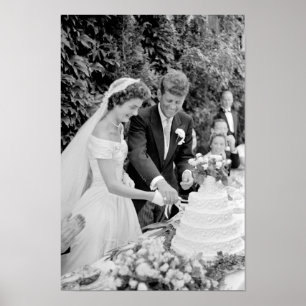 ジョンとジャッキー・ケネディ結婚がケーキを切る ポスター